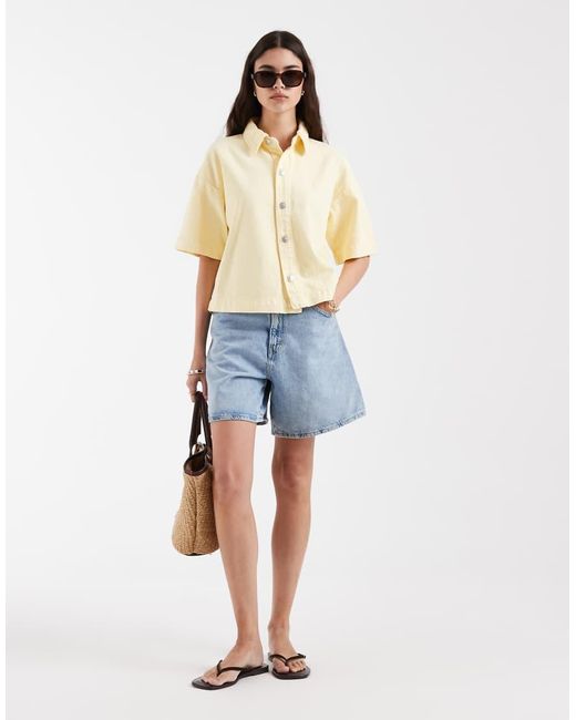 Pieces Natural Boxy Denim Shirt