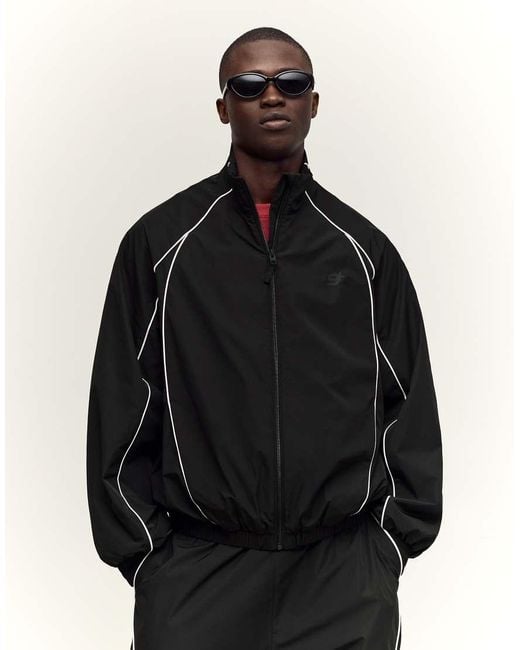 Bershka Black Contrast Technical Jacket for men
