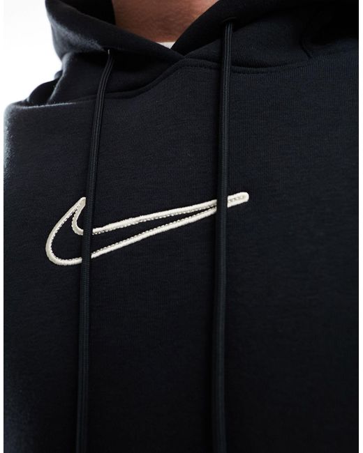 Sudadera negra unisex con capucha y logo mediano Nike de color Black