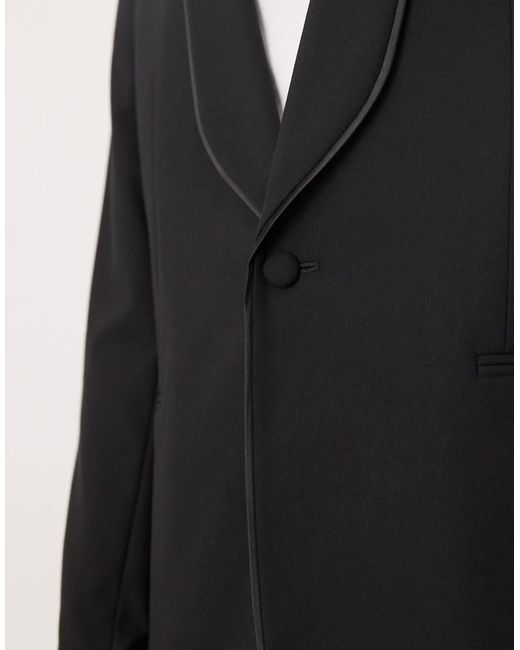 ASOS Smal Net Colbert Met Sjaalrevers in het Black voor heren
