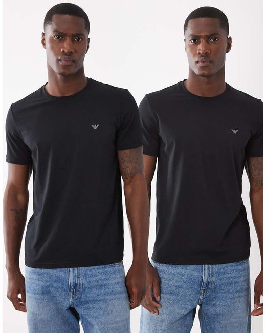 Emporio Armani Blue Bodywear 2 Pack Logo T-shirts for men