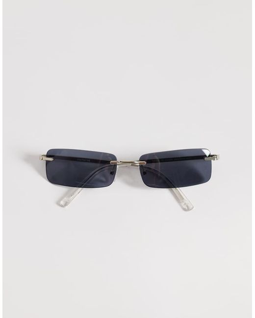 ASOS White Rectangle Rimless Sunglasses for men