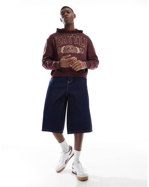ASOS Blue Longer Length Denim Jort for men