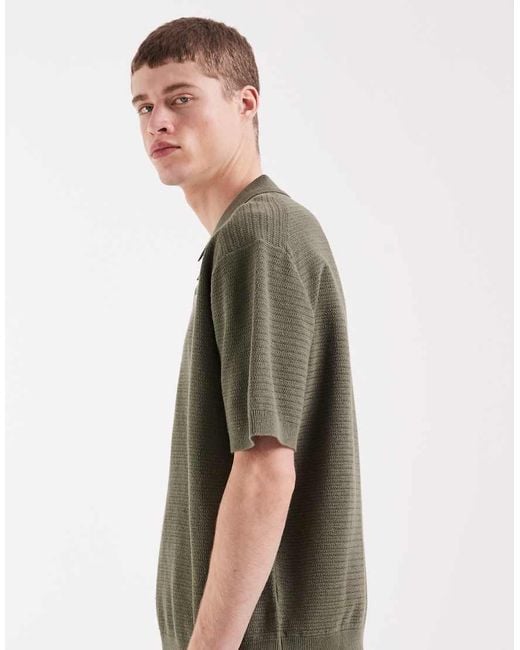 Redefined Rebel Green Izan Boxy Fit Short Sleeve Knit Polo for men
