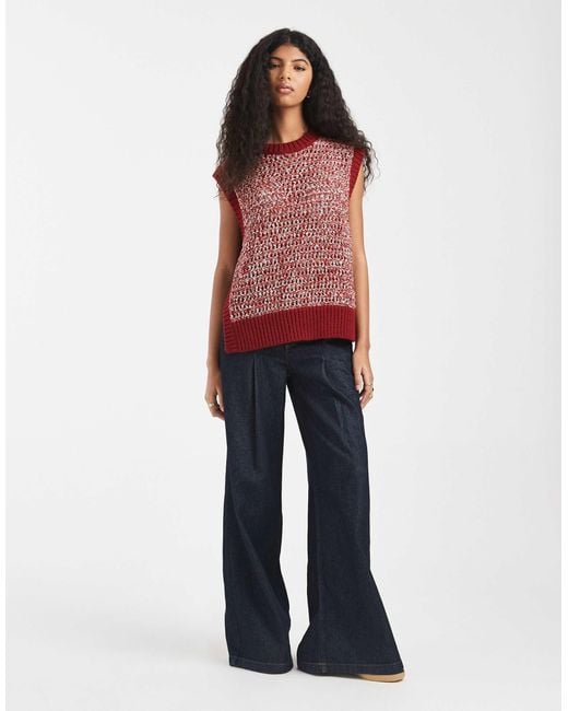 ASOS Red Multiply Stitch Tie Side Tank