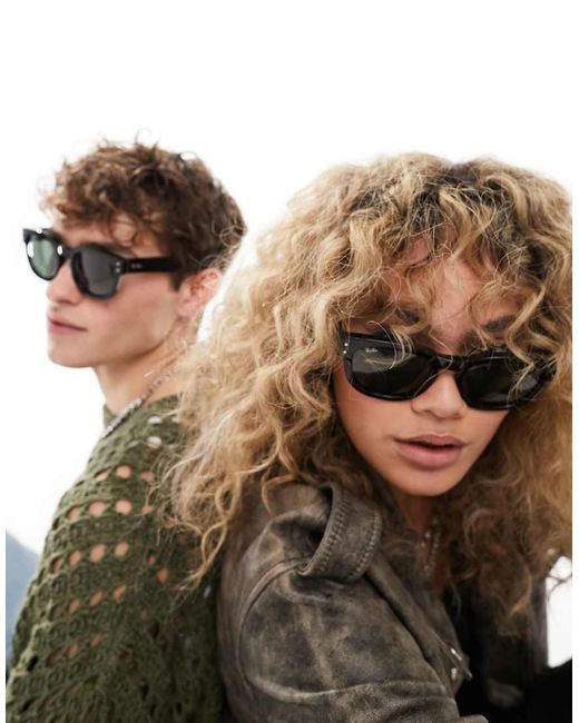 Ray-Ban Black Mega Hawkeye Round Sunglasses