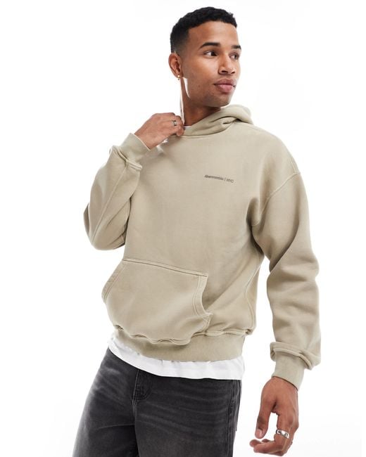 Abercrombie & Fitch – zeitloser, übergroßer kapuzenpullover in Natural für Herren