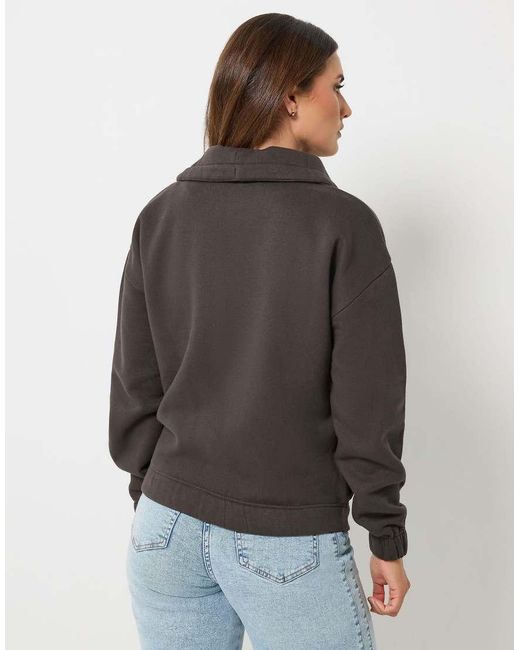 Long Tall Sally Gray Funnel Neck Zip Through Sweatshirt