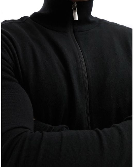 SELECTED Blue Zip Up Knitted Jumper for men