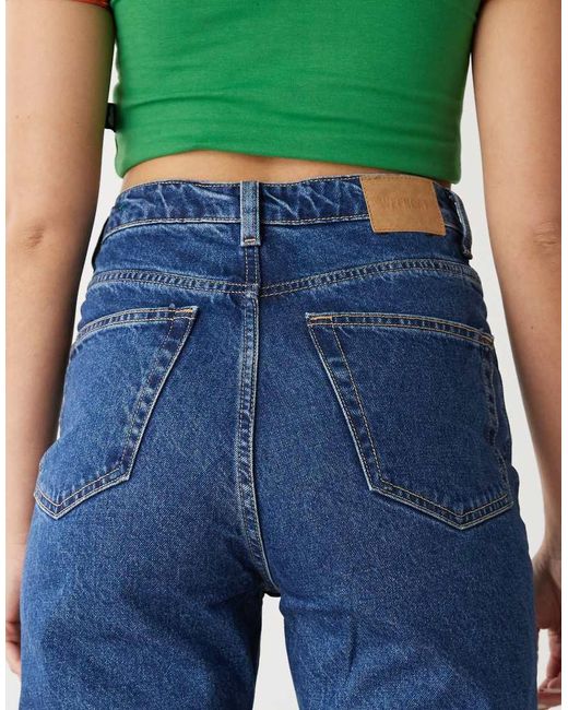 Weekday Blue Rowe Extra High Waist Regular Fit Straight Leg Jeans