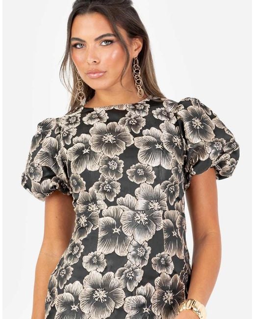 Maya White Floral Jacquard Keyhole Back Mini Dress