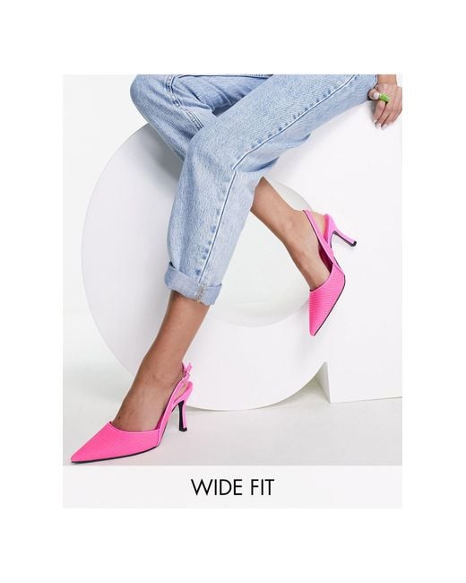 ASOS Pink Wide Fit Samber Slingback Stiletto Heels