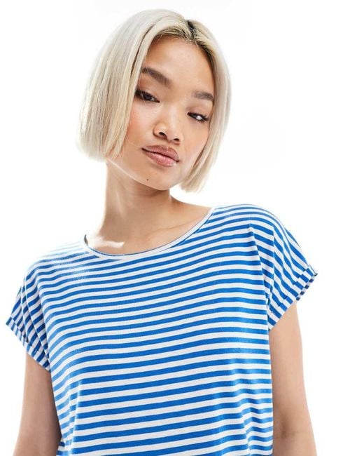 Vero Moda Oversized Gestreept Overhemd in het Blue