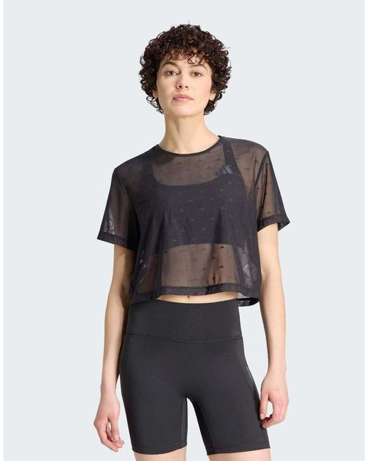 Adidas Originals Black Primelift Essentials Workout Boxy Mesh T-shirt