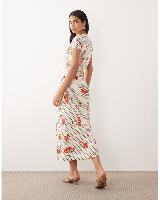 ASOS Natural Button Front Ruched Waist Tea Dress