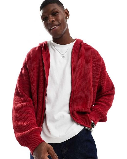 Mens knitted zip up hoodie sales