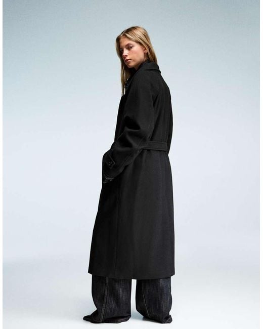 Bershka Blue Soft Trench Coat With Belt