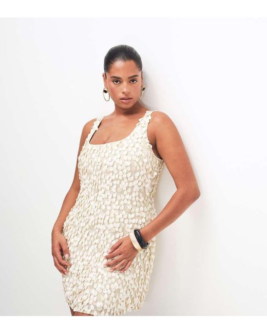 ASOS White Asos Design Curve Square Neck Mini Dress With Premium All Over Glass Shell Embellishment