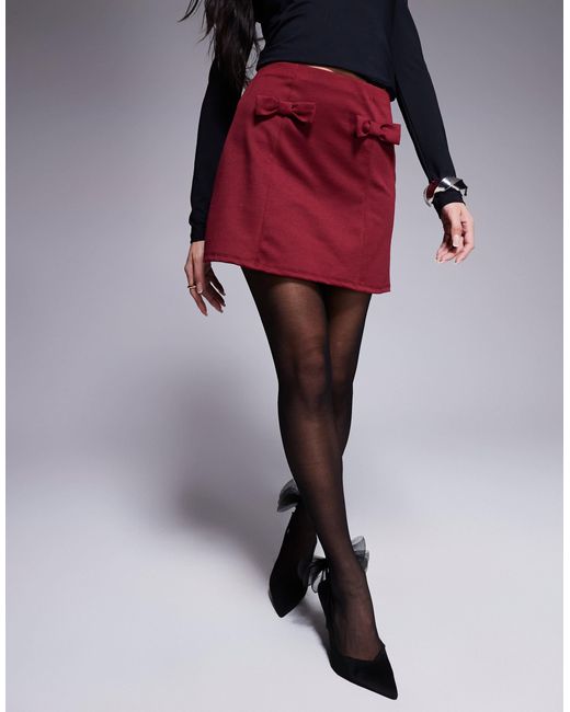 ASOS Red A-line Mini Skirt With Bow Details