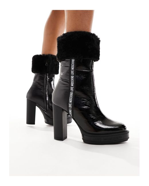Love Moschino White High Heel Ankle Boots