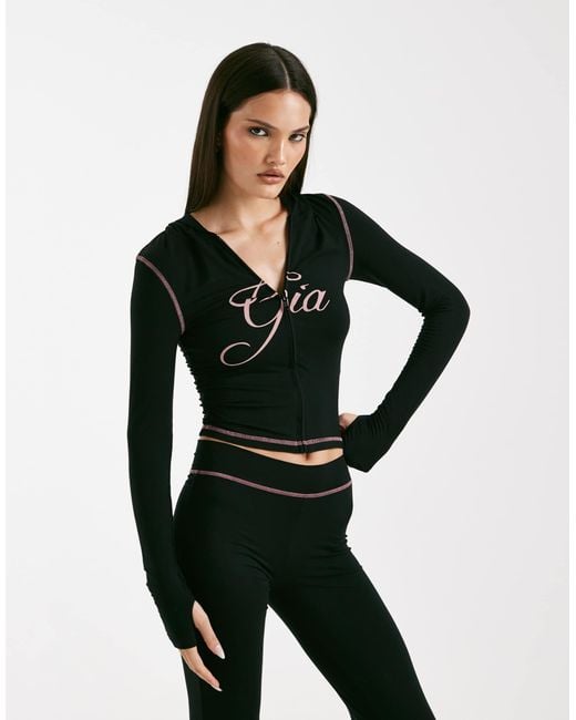 I.AM.GIA Green Blare Logo Contrast Stitch Zip Through Hoodie