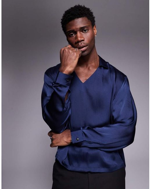 Camicia Squadrata Oversize di ASOS in Blue da Uomo