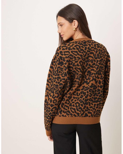 Mango Brown Leopard Print Jumper