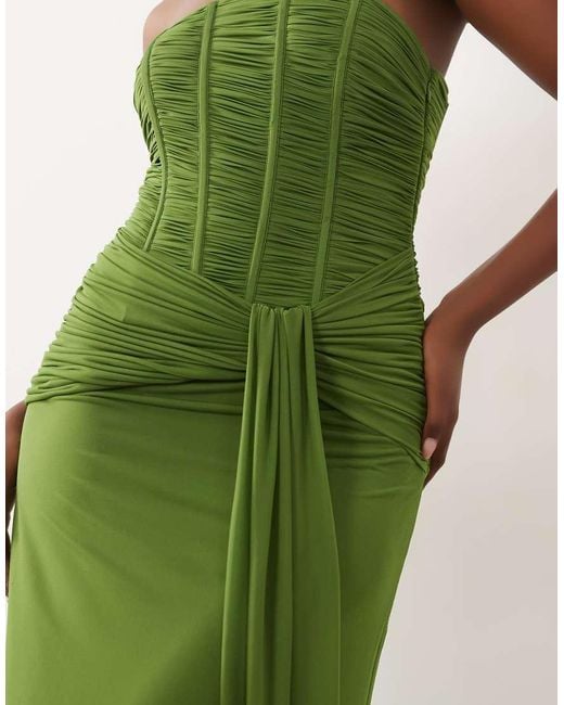 Forever New Green Chiffon Boned Corset Detail Maxi Dress