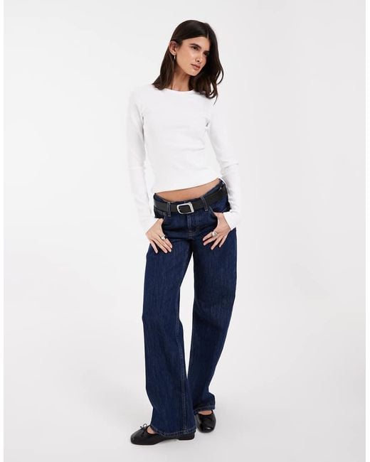 JJXX White Long Sleeve Ribbed Top