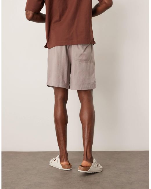 ASOS – weite shorts zum reinschlüpfen mit hohem leinenanteil in Natural für Herren