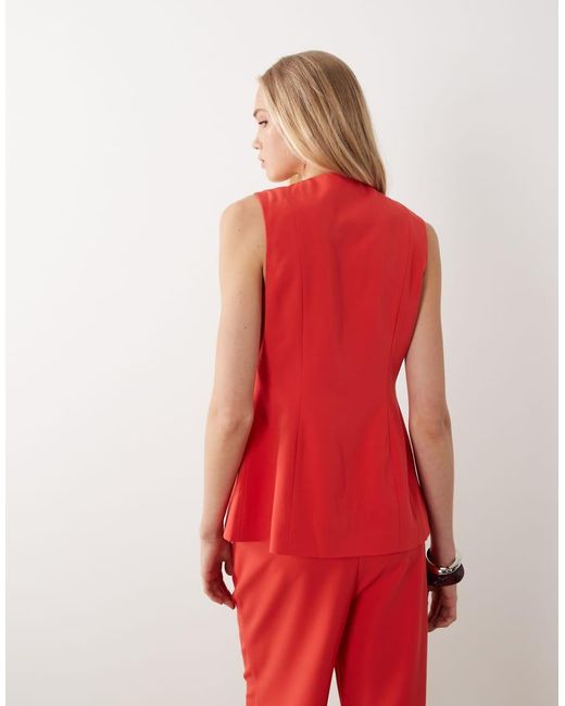 Miss Selfridge Red Tailo Longline Vest