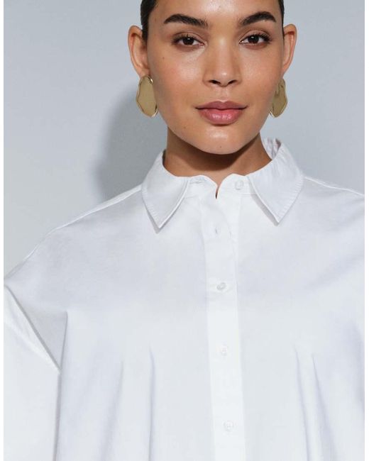 ASOS White Asos Design Curve Dipped Hem Oversized Shirt