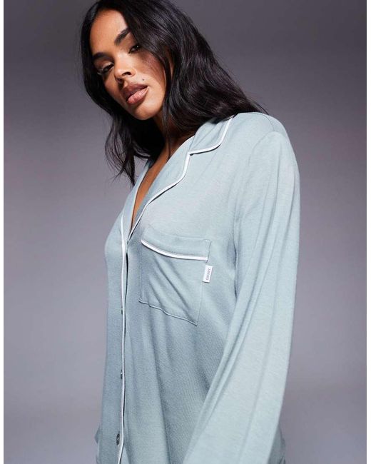 DKNY Blue Top And Pant Sleep Set