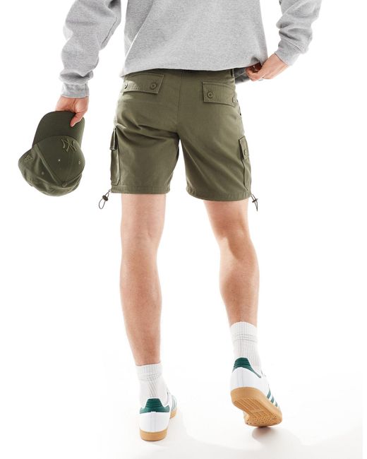 ASOS – schmal geschnittene cargo-shorts in Green für Herren
