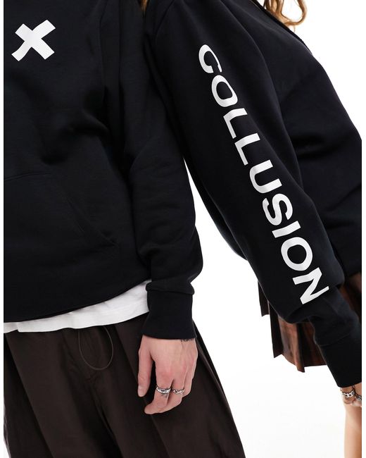 Sudadera con capucha y logo en unisex Collusion de color Black