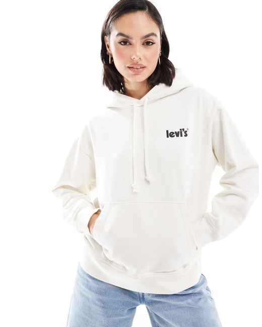Levi's White Oversized Hoodie With Lemon Logo Back Print