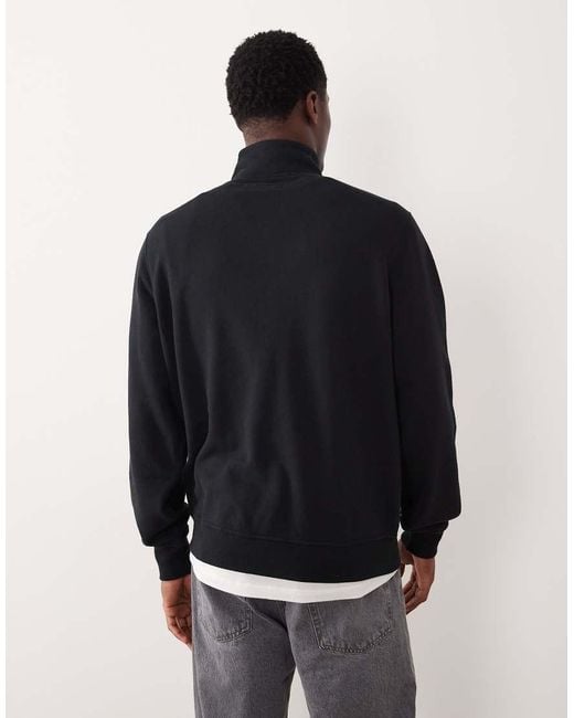 Abercrombie & Fitch Black Script Logo Premium Quarter Zip Sweatshirt for men