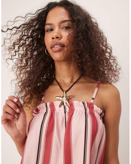 ASOS Gestreepte Camitop Met A-Lijn in het Red