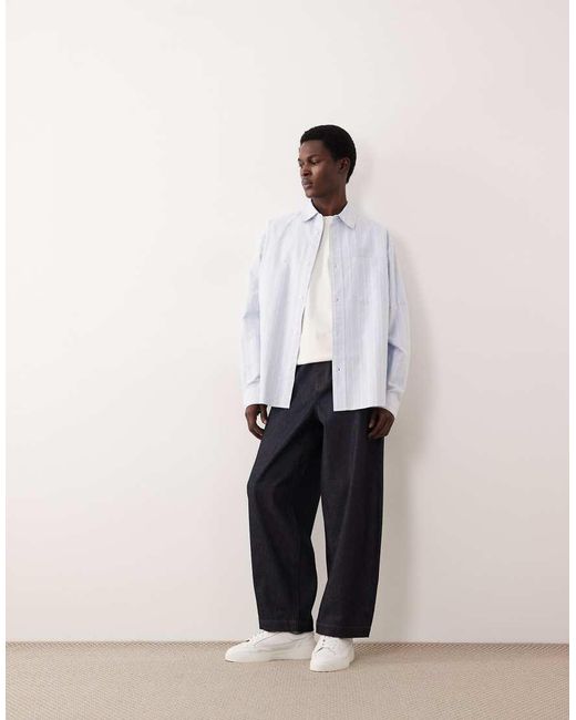 ASOS COLLECTIVE Blue Super Oversized Stripe Oxford Shirt for men