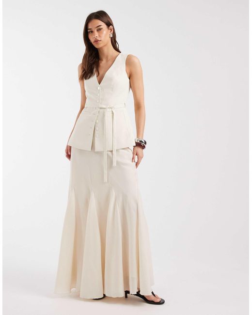 4th & Reckless White Longline V Neck Vest