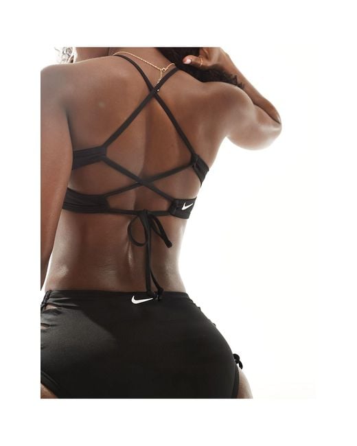 Nike Brown Lace Up High Neck Bikini Top