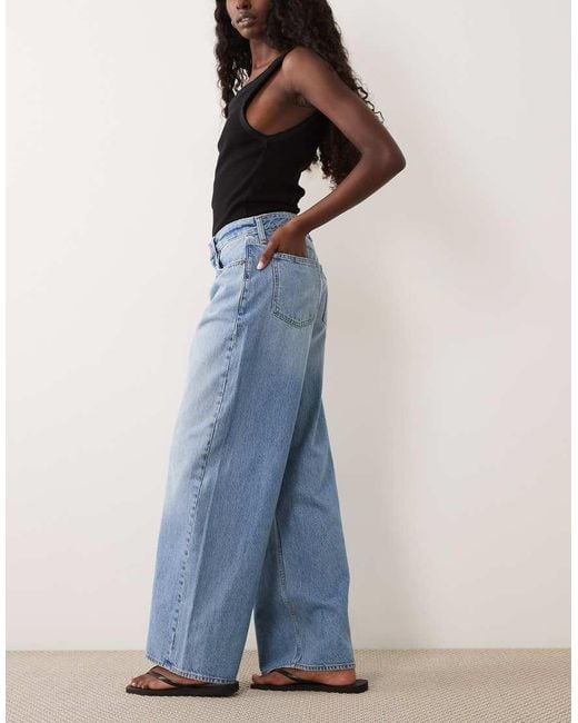 Abercrombie & Fitch Blue Curve Love High Rise Wide Leg Jeans