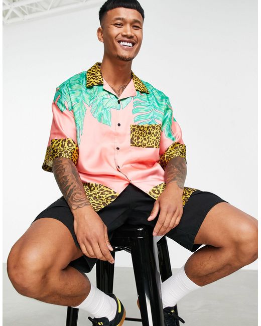 Chemise oversize à imprimé paradis au dos - noir Bershka pour homme en coloris Pink