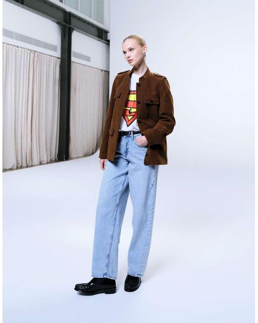 Mango Brown Tailored Collarless Jacket