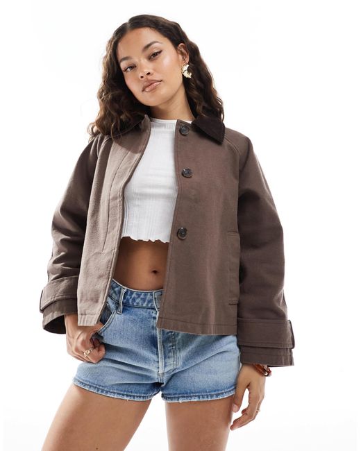 ASOS Brown Asos Design Petite Jacket With Contrast Collar