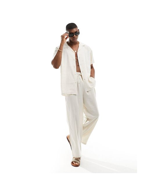 South Beach White Linen Blend Beach Pants for men