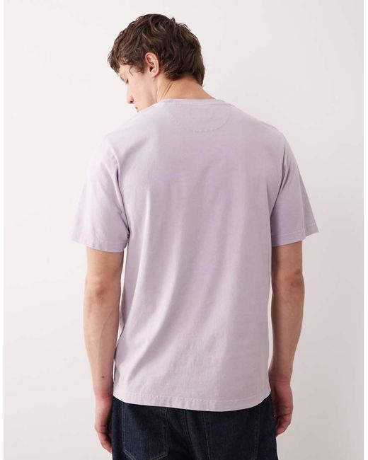 Farah Purple Stacy Short Sleeve Garment Dye Pocket Logo T-shirt for men