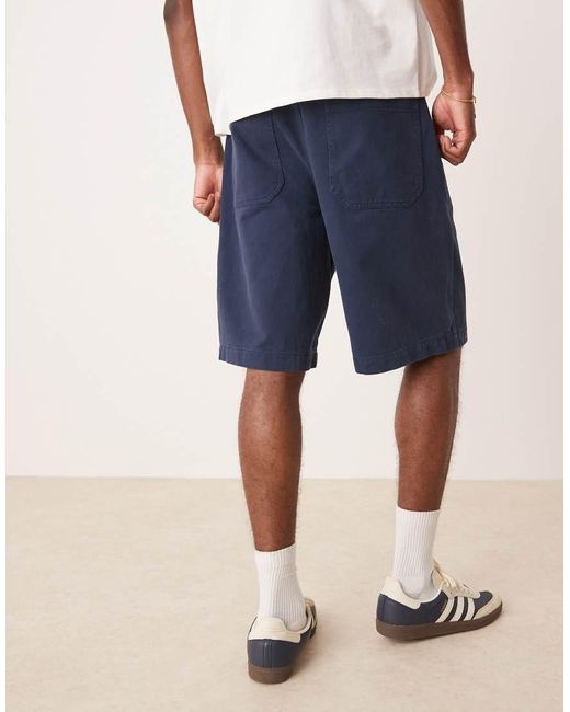 Jorts Taglio Lungo A Pieghe di ASOS in Blue da Uomo
