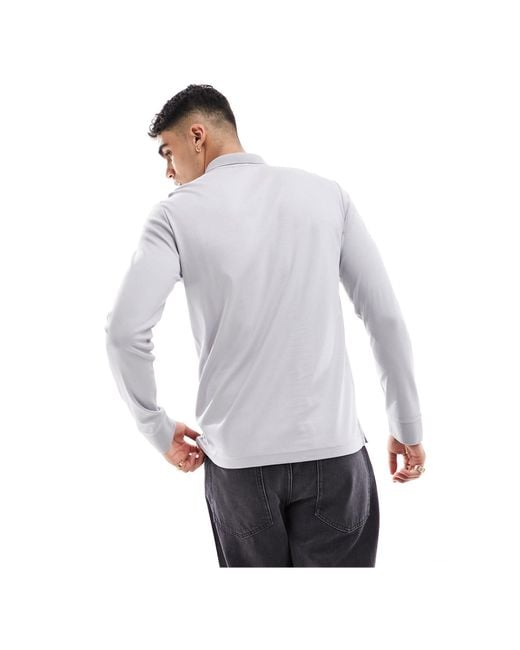 Calvin Klein White Slim Long Sleeve Polo Shirt for men