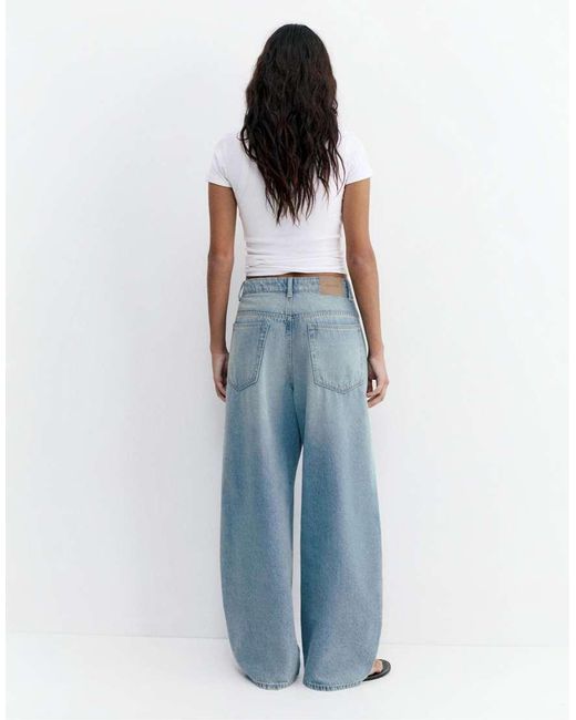 Pull&Bear Blue Pleated Balloon Fit baggy Jeans